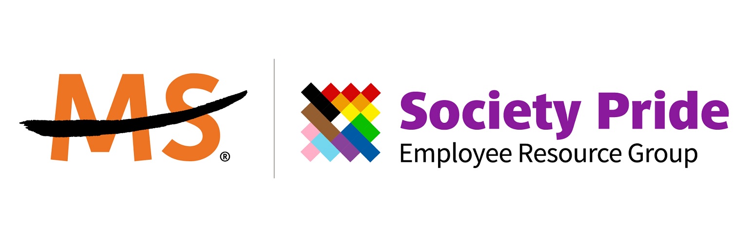 Society Pride Employee Resource Group logo, which includes an abstract rainbow icon